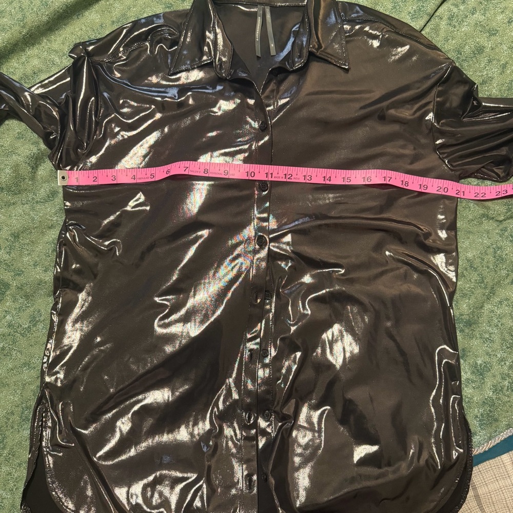 By Anthropologie Metallic Gunmetal Blouse - XS - Picture 7 of 9